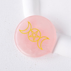 Луна Натуральный розовый кварц, резной лечебный плоский круглый камень, Украшения из камня с энергией Рейки, тройная луна, 55 мм