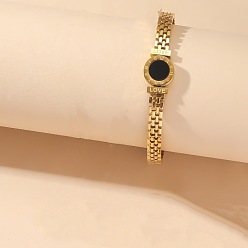 Золотой Плоский круглый 304 ремешок для часов из нержавеющей стали с браслетами из уксусной кислоты, золотые, внутренний диаметр: 2-3/8 дюйм (6 см)