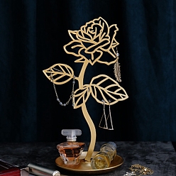 Golden Metal Earring Rack, Earrings Display Stand, Flower, Golden, 30x17cm