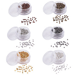 Mixed Color Iron Spacer Beads, Round, Mixed Color, 2x2mm, Hole: 1mm, 6 Colors, 1000pcs/color, 6000pcs/set