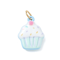 Golden 304 Stainless Steel Enamel Pendants, Cake Charms, Golden, 17x13x5.5mm, Hole: 4.5mm
