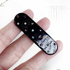 Черный Заколки из кожи аллигатора из ацетата целлюлозы, аксессуары для волос со стразами для женщин и девочек, прямоугольные, чёрные, 53 мм