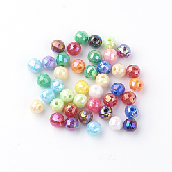 Gemischte Farbe Acryl-Perlen, AB Farbe, facettiert, Runde, Gemischte Farbe, 6 mm, Bohrung: 1 mm, ca. 4800 Stk. / 500 g