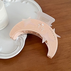 Фора Заколки для волос в форме когтей из ацетата целлюлозы, Луна и звезды, оранжевые, 85x70 мм