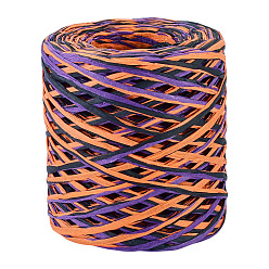 Naranja Hilo de rafia, cinta de rafia, plano para embalaje, bricolaje artesanal, naranja, 5 mm, aproximadamente 131.23 yardas (120 m) / rollo