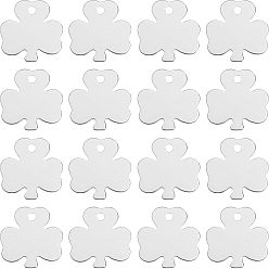 Silver Aluminum Pendants, Stamping Blank Tag, Clover, Silver, 32.5x32.5x1mm, Hole: 4mm, 30pcs/box