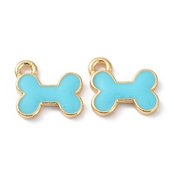 Небесно-голубой Подвески из эмали из костяного сплава, золотой свет, голубой, 11.8x12.8x2.2 мм, отверстие : 1.5 мм