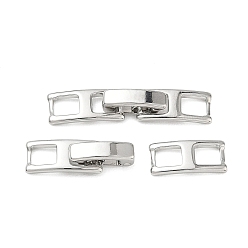 Real Platinum Plated SHEGRACE Brass Watch Band Clasps, Cadmium Free & Lead Free & Nickel Free, Rectangle, Real Platinum Plated, 15.5x7x4mm