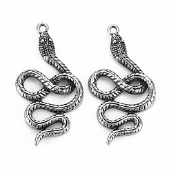 Античное Серебро Сплавочные подвески тибетского стиля, без кадмия и без свинца, змея, античное серебро, 49x26x4.5 мм, отверстие : 2 мм