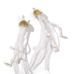 Темно-Золотистый Подвески из ткани в виде медузы, со стеклянными бисеринами, темные золотарник, 150 мм