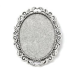 Античное Серебро Старинные тибетские сплава брошь настройки кабошон ободок, без кадмия и без свинца, с железными штифтами, античное серебро, овальный поднос: 40x30 мм, 51x40x2 мм, пины : 0.8 мм