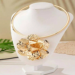 Золотой 3d цветочные ожерелья из сплава чокеров для женщин, золотые, внутренний диаметр: 5.12 дюйм (13 см)