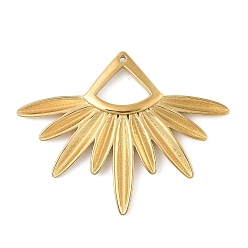 Настоящее золото 18K 304 подвески из нержавеющей стали, лист прелести, вакуумное покрытие pvd, реальный 18 k позолоченный, 35x44x2.5 мм, отверстие : 1.2 мм