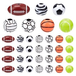 Mixed Color 140Pcs 7 Styles Opaque Acrylic Beads, DIY Jewelry Accessories, Ball, Mixed Color, 20pcs/style