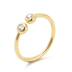 Золотой Открытое кольцо-манжета из прозрачного кубического циркония, украшения из латуни для женщин, без кадмия и без свинца, золотые, размер США 6 1/2 (16.9 мм)