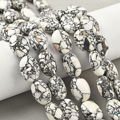 Синтетическая Бирюза Окрашенные синтетические бирюзовые бусы нити, Плоско-овальные, 18~18.5x13~14x8~9 мм, отверстие : 0.8 мм, около 21~22 шт / нитка, 15.16~15.75'' (38.5~40 см)