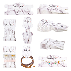 White 60 Pcs 3 Styles Cardboard Hair Clip Display Cards, Marble Texture Pattern, White, 20pcs/style