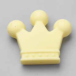 Желтый Пищевые экологически чистые силиконовые фокусные шарики, корона, желтые, 30x35x10 мм, отверстие : 2 мм