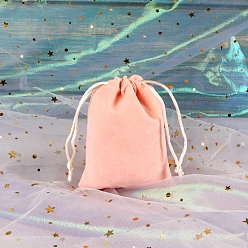 Розовый Бархатные мешки на шнуровке, прямоугольные подарочные мешочки из органзы для ювелирных изделий, туманная роза, 18x13 см