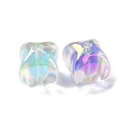 Rhombus Placage uv perles acryliques transparentes irisées, Perle en bourrelet, losange, 14.5x14.5x15.5mm, Trou: 3mm