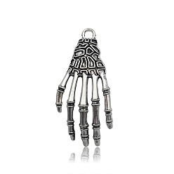 Skull Хэллоуин тематические тибетский стиль сплава подвески, античное серебро, череп, 42x19 мм