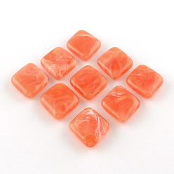 Легкий Лосось Ромб имитация драгоценных камней акриловые бусины, светлый померанцевый, 30x26x8 мм, Отверстие : 2 мм , около 130 шт / 500 г