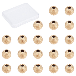 Real 14K Gold Filled 20шт. желтые текстурированные бусины, 1/20 14 к золоту, без кадмия, без никеля и без свинца, круглые, real 14 k золото заполнено, 3 мм