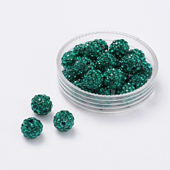 Изумруд Pave disco бусины, Бусины со стразами, полимерная глина , класс А, изумруд, С. 15 (2.1~2.2 мм), 14 мм, отверстие : 2 мм