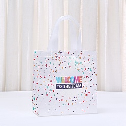 Разноцветный Печатные нетканые многоразовые складные подарочные пакеты для винных бутылок с ручкой, портативная водонепроницаемая сумка для покупок для упаковки подарков, прямоугольник со словом, красочный, 28.5x22x0.2 см, развернуть: 21.9x11x22.8 см