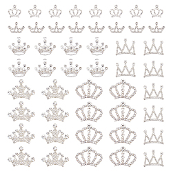 Платиновый & Серебристый 48 шт. 6 стили наборы для изготовления ювелирных изделий «сделай сам», включая кабошоны и подвески из сплава горного хрусталя, корона, Платина и серебро, 17~24.5x17~32x3~5.5 мм, 8 шт / стиль