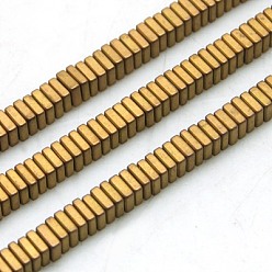 Golden Plated Non-magnetic Synthetic Hematite Beads Strands, Frosted, Square, Golden Plated, 4x1mm, Hole: 1mm, 15.7 inch