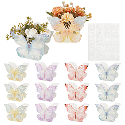 (52) Непрозрачная лаванда 12шт. 4цвета упаковочные коробки для цветов в форме бабочек, Чехлы для хранения букетов с наклейками, разноцветные, готовое изделие: 14x19.5x9 см, 3 шт / цвет