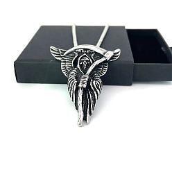 Нержавеющая Сталь Цвет Винтажные готические ожерелья из нержавеющей стали в стиле панк с изображением жнеца, цвет нержавеющей стали, 23.62 дюйм (60 см)