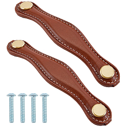 Кокосово-Коричневый 2шт. ручки для ящиков из искусственной кожи, для запасных частей ремней ящика шкафа, кокосового коричневый, 134x27x7 мм