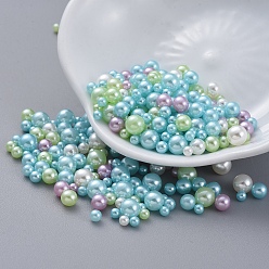 Sky Blue ABS Plastic Imitation Pearl, No Hole Beads, UV Resin Filler, Epoxy Resin Jewelry Making, Round, Sky Blue, 2.3~4.7mm, about 250pcs/bag