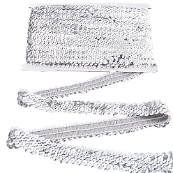 Серебро Полиэстеровая отделка пайетками, отделка пайетками из рыбьей чешуи, украшения костюма, плоско-круглые, серебряные, 25~30 мм