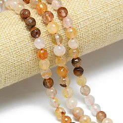 Yellow Hematoid Quartz Бусы из натурального желтого гематоидного кварца, граненый (128 граней), круглые, 7.5~8.5 мм, отверстие : 0.8~1.2 мм, около 45~49 шт / нитка, 14.57~15.20'' (37~38.6 см)