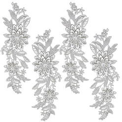 Снежный Аксессуары для костюмов с вышивкой из полиэстера и блесток, швейные украшения, цветок, снег, 242x85x4 мм