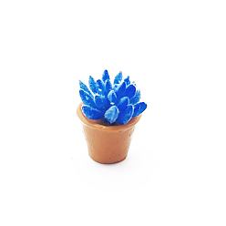 Dodger Blue Mini Resin Artificial Succulent Plant Ornaments, Miniature Bonsai, for Dollhouse, Home Display Decoration, Dodger Blue, 13x23mm