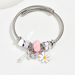 Бабочка Не тускнеет 201 европейский браслет из нержавеющей стали, браслет-оберег для женщин, бабочка, внутренний диаметр: 2-3/8~2-3/4 дюйм (6~7 см)