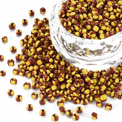 Gold 8/0 Glass Seed Beads, Opaque Colours Seep, Gold, 3mm, hole:1mm