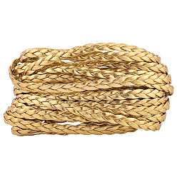 Золотистый 5м 3-слойный шнур из искусственной кожи с плетением, кожаный шнур ювелирных изделий, ювелирные изделия diy шнур, плоский, золотые, 5 мм, около 5.47 ярдов (5 м) / комплект