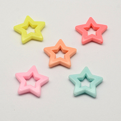 Mixed Color Opaque Acrylic Bead Frames, Star, Mixed Color, 25x27x5mm, Hole: 2.5mm, Inner diameter: 9x8mm, about 320pcs/500g