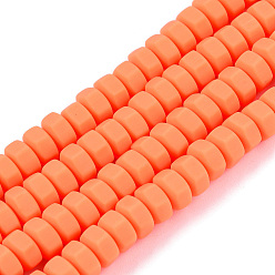Темно-Оранжевый Бусины из полимерной глины ручной работы, шестиугольник, темно-оранжевый, 6x6.5x3.5 мм, отверстие : 1.4 мм, около 109~110 шт / нитка, 15.63~15.79 дюйм (39.7~40.1 см)