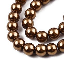 Saddle Brown Baking Painted Glass Pearl Round Bead Strands, Saddle Brown, 10~11mm, Hole: 1.5mm, about 80~85pcs/strand, 31.4 inch1.5mm