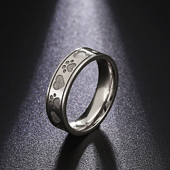 Нержавеющая Сталь Цвет Кольца из нержавеющей стали с не тускнеющим отпечатком лапы, украшения для унисекс, цвет нержавеющей стали, 6 мм, размер США 9 (18.9 мм)