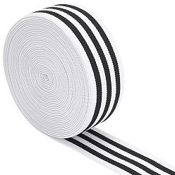 Black Flat Elastic Rubber Cord/Band, Webbing Garment Sewing Accessories, Black & White, 40mm