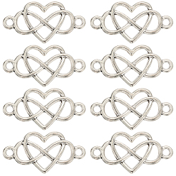 Античное Серебро 60 шт. подвески из сплава в тибетском стиле, без свинца и без кадмия, на день Святого Валентина, сердце с бесконечными ссылками, античное серебро, 12.5x24x2 мм, отверстие : 1.8 мм