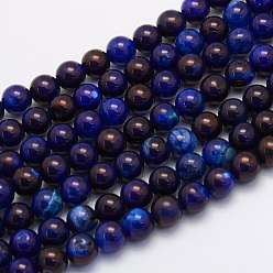 Bleu Marine Pierre gemme agate naturelle, ronde, teints et chauffée, bleu marine, 6mm, Trou: 1mm, Environ 62 pcs/chapelet, 14.7 pouce (37.5 cm)