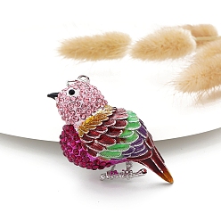Фуксиновый Сплав горный хрусталь брелок, с эмалью, птица, красно-фиолетовые, Кулон : 55x35 мм